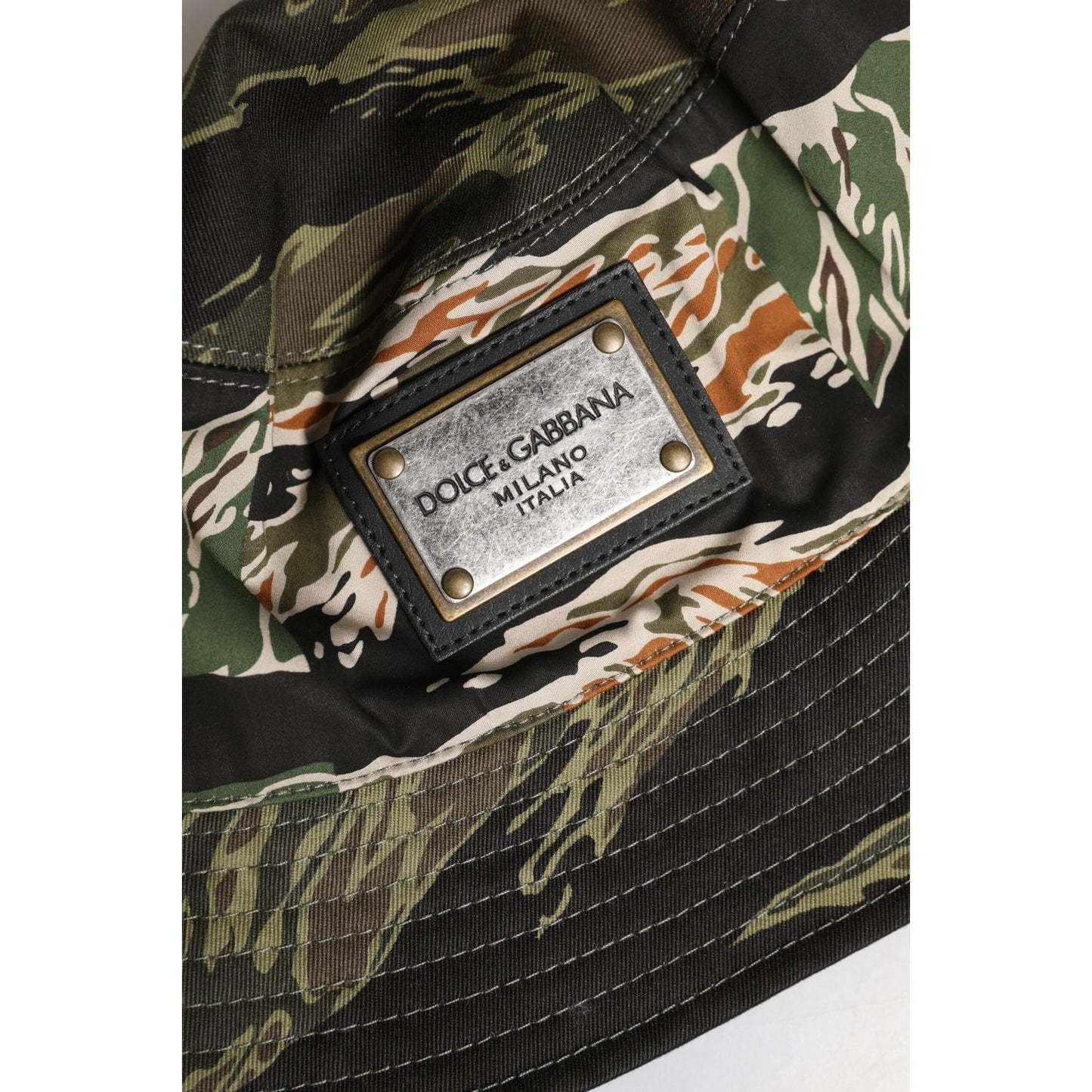 Dolce & Gabbana Multicolor DG Plaque Wide Brim Bucket Hat Dolce & Gabbana Dark Slate Gray