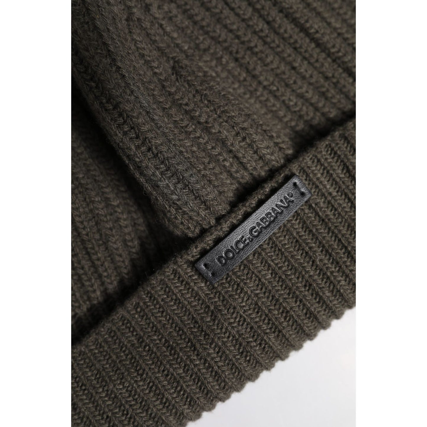 Dolce & Gabbana Green Wool DG Plaque Knitted Winter Beanie Hat Dolce & Gabbana Dark Slate Gray