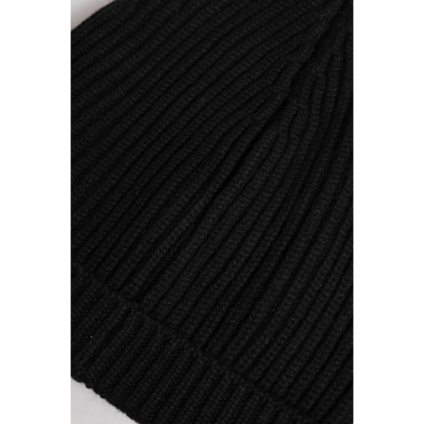 Dolce & Gabbana Black Cashmere Knitted Winter Beanie Hat Dolce & Gabbana Black