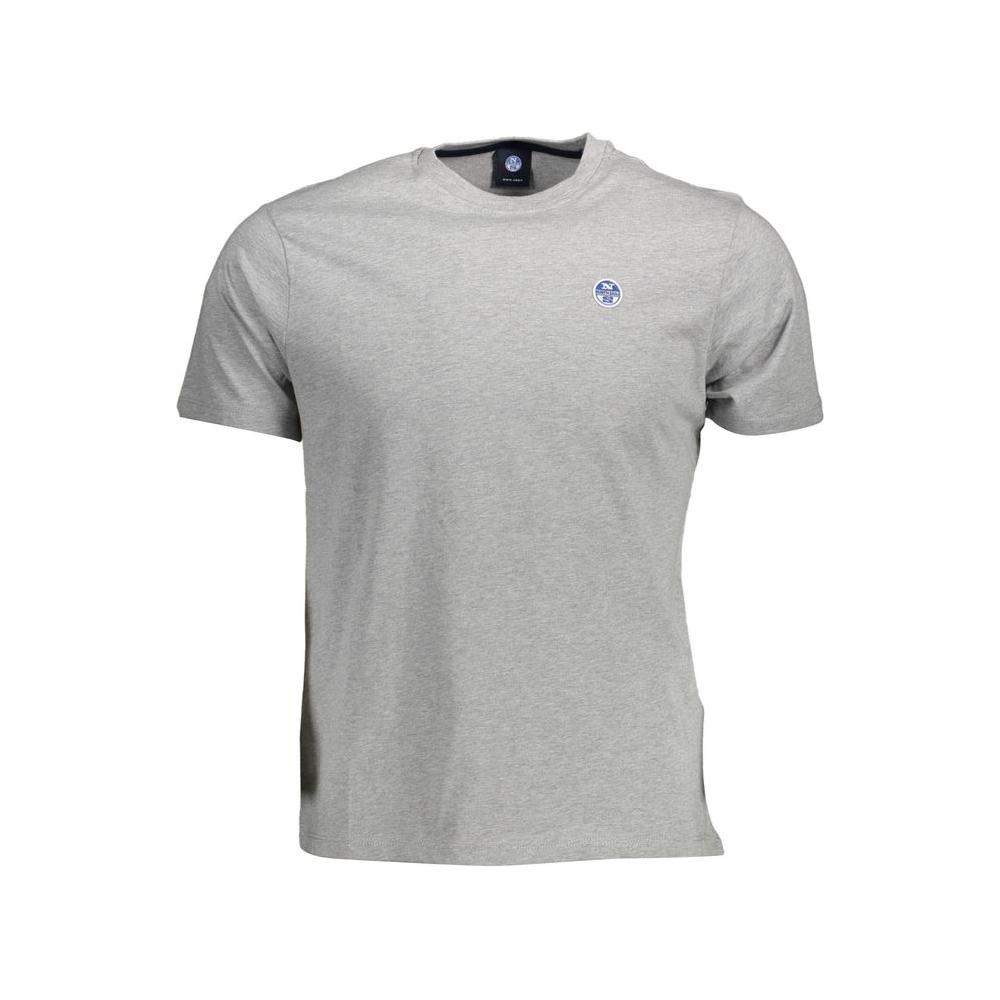 North Sails Gray Cotton Men T-Shirt North Sails Dark Gray