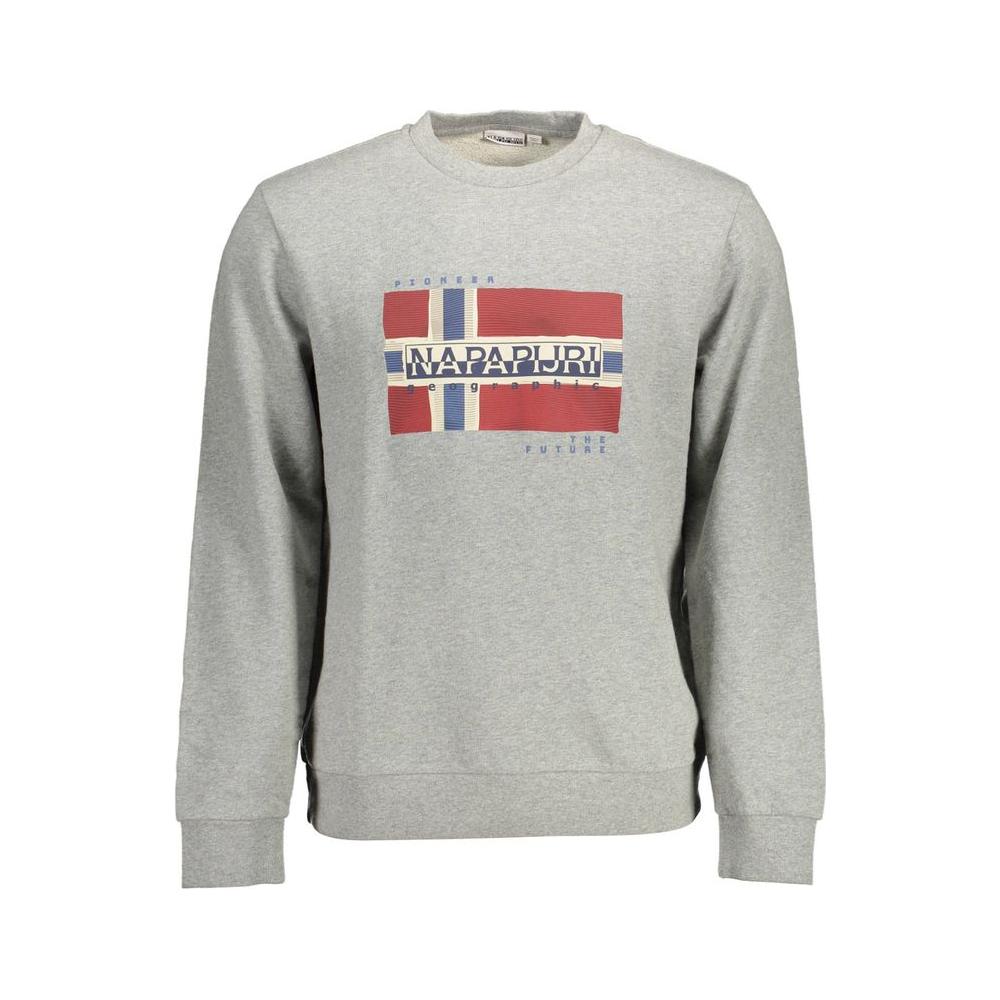 Napapijri Gray Cotton Men Sweater Napapijri Gray