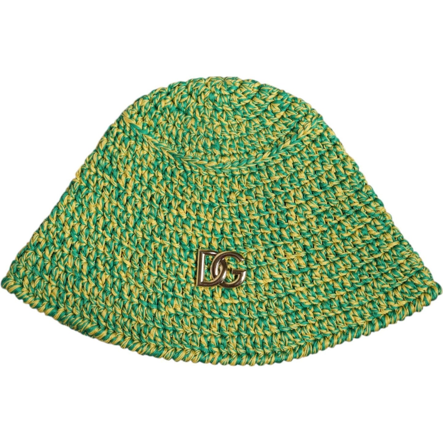 Dolce & Gabbana Green Cotton Crochet DG Logo Bucket Hat Dolce & Gabbana Sea Green
