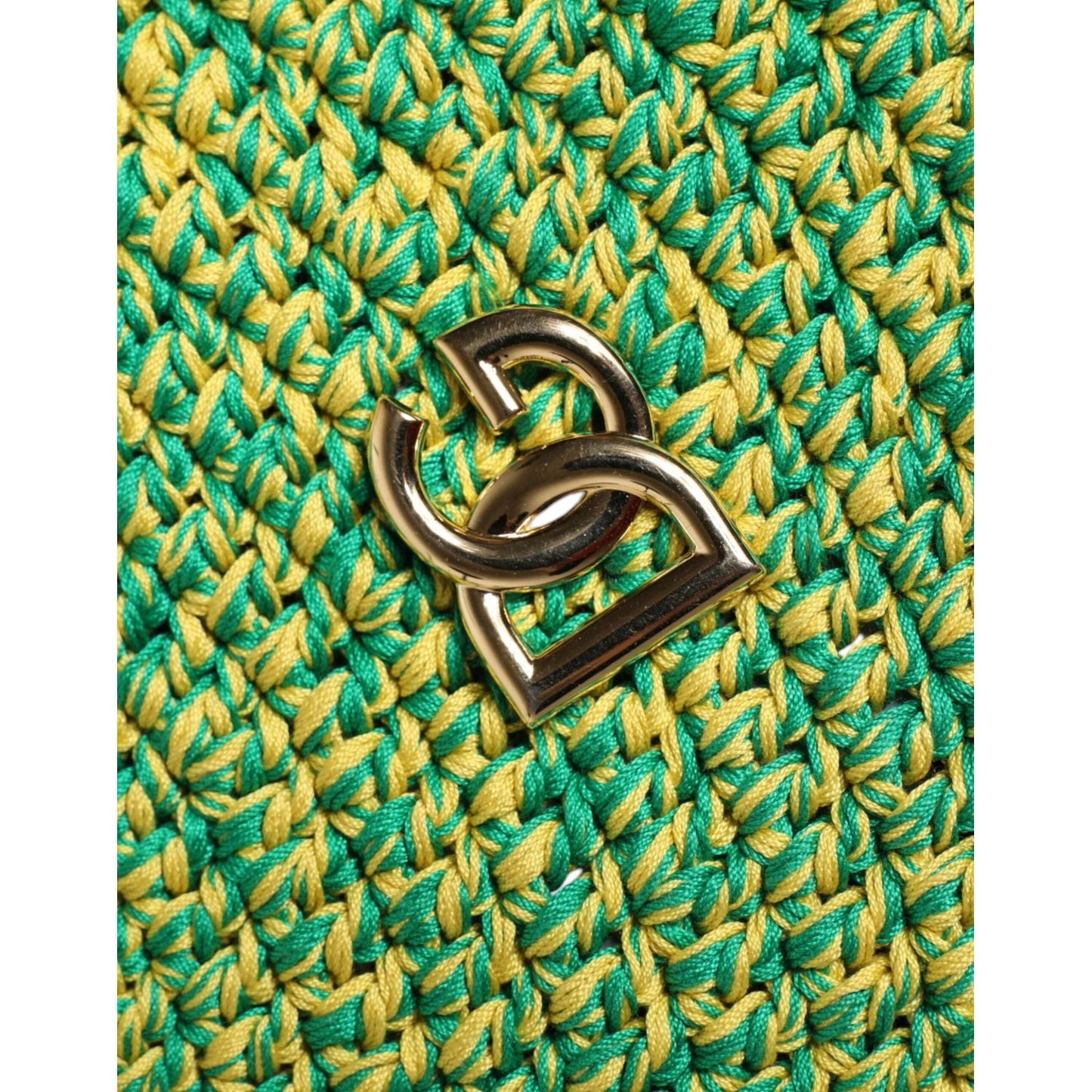 Dolce & Gabbana Green Cotton Crochet DG Logo Bucket Hat Dolce & Gabbana Sea Green