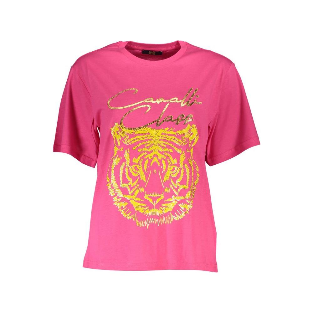 Cavalli Class Pink Cotton Women T-Shirt Cavalli Class Pale Violet Red