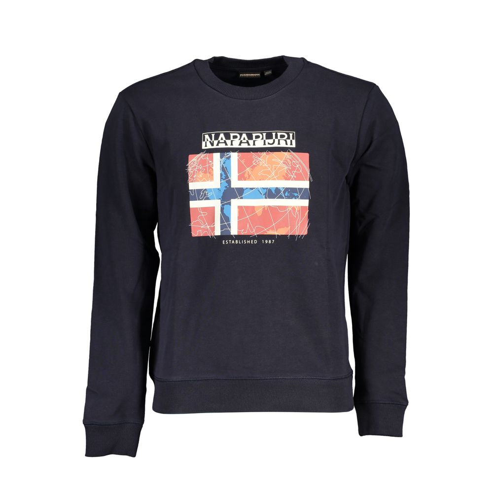 Napapijri Blue Cotton Men Sweater Napapijri Dark Slate Gray