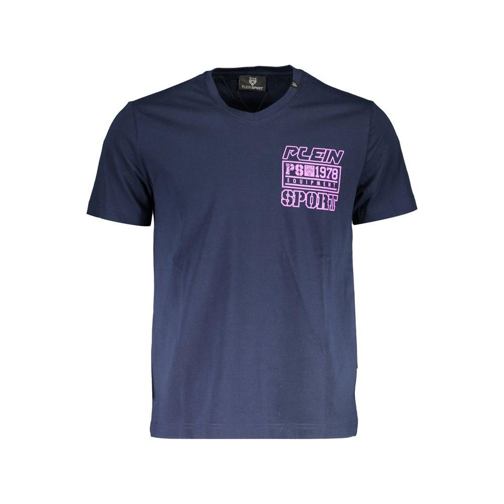 Plein Sport Blue Cotton Men T-Shirt Plein Sport Dark Slate Gray