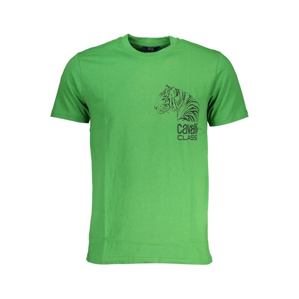 Cavalli Class Green Cotton T-Shirt Cavalli Class Medium Sea Green