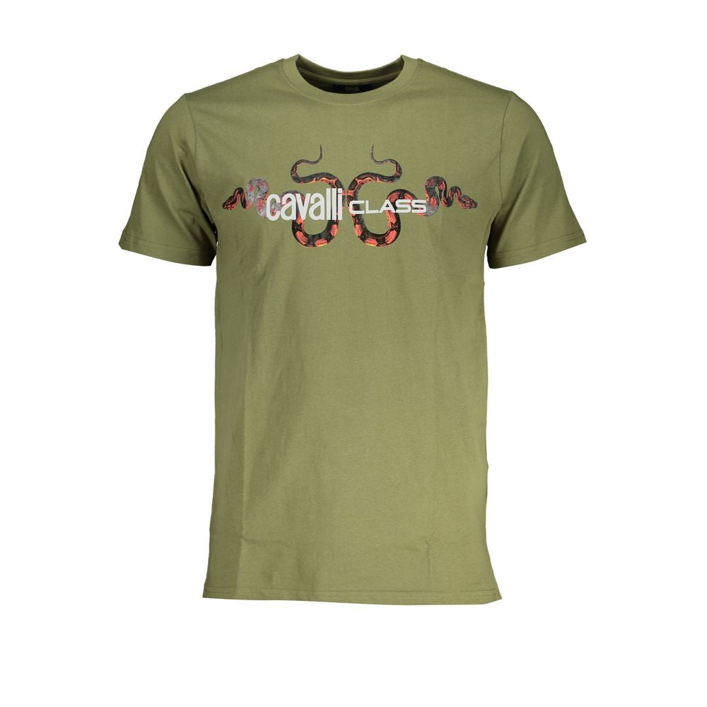 Cavalli Class Green Cotton T-Shirt Cavalli Class Dim Gray