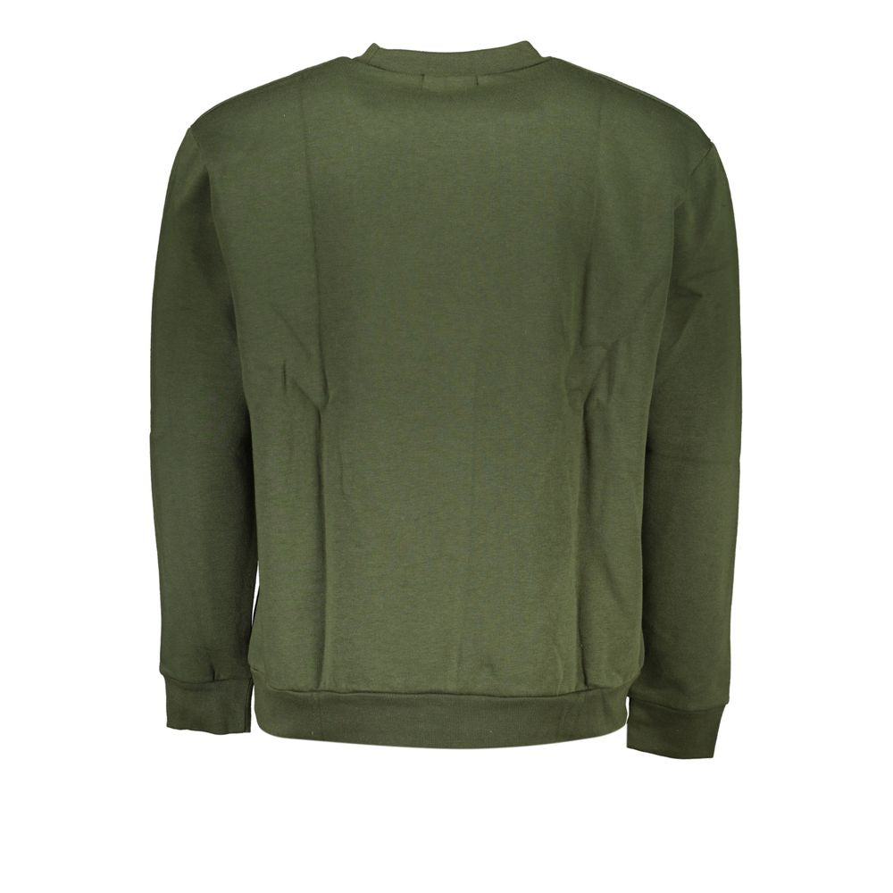 Cavalli Class Elegant Green Fleece Crew Neck Sweatshirt Cavalli Class Dark Olive Green