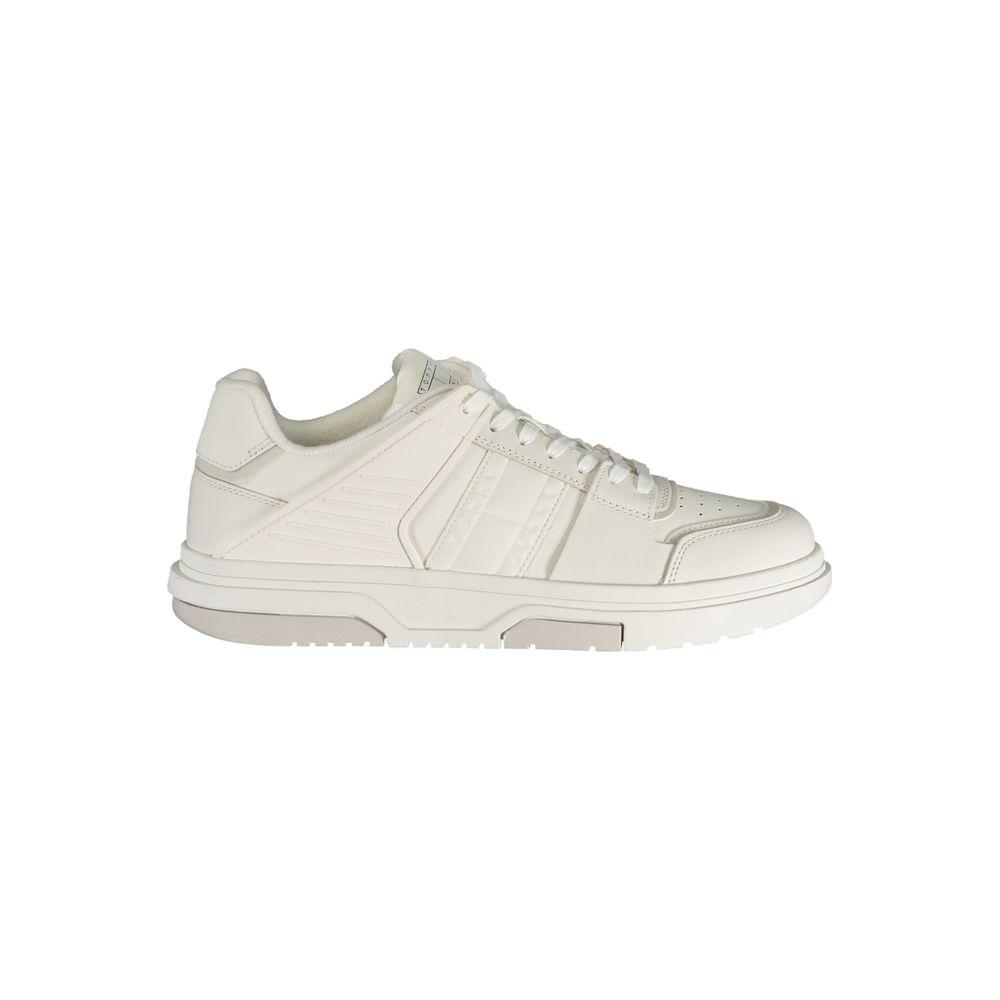 Tommy Hilfiger White Leather Men Sneaker Tommy Hilfiger Light Gray