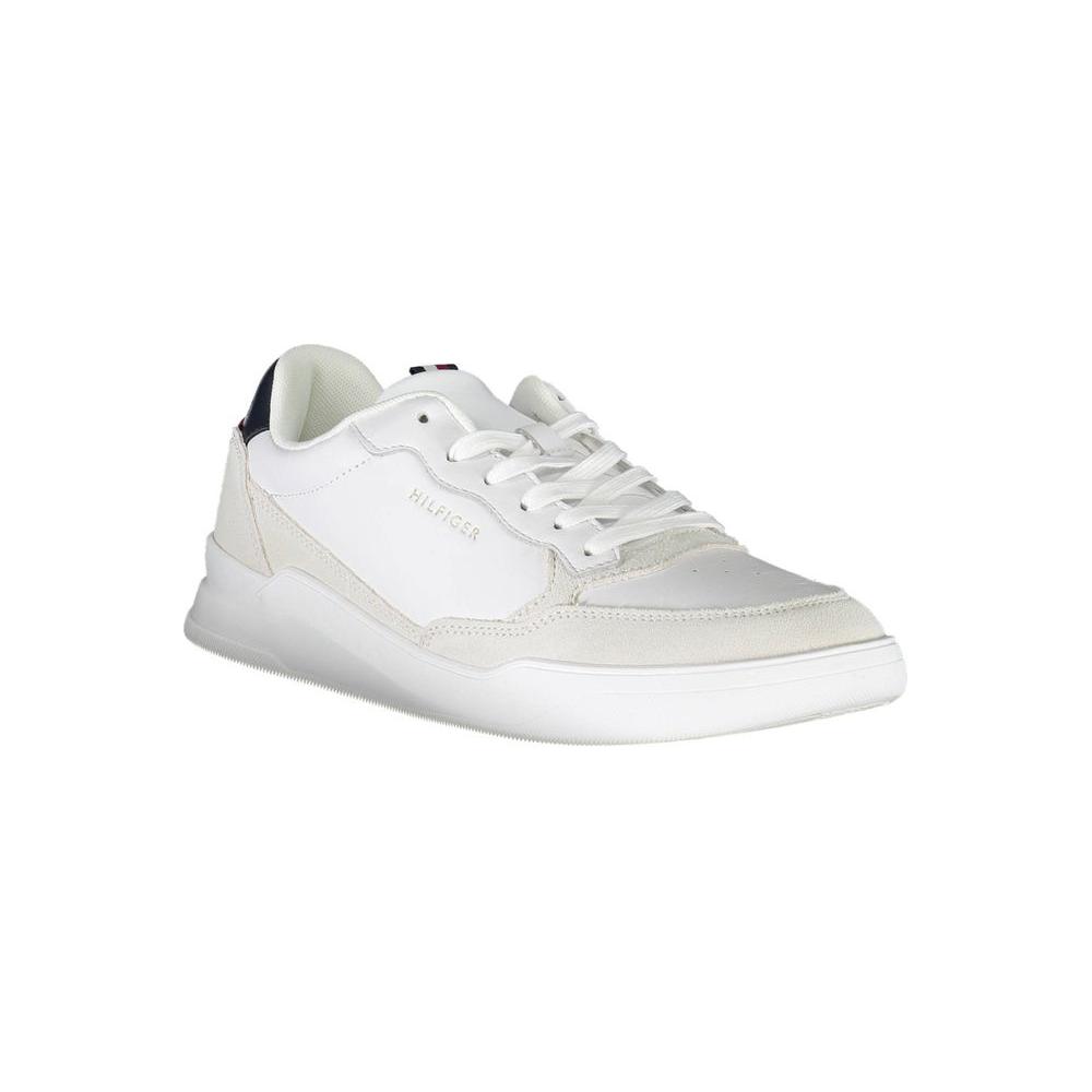 Tommy Hilfiger White Leather Men Sneaker Tommy Hilfiger Light Gray