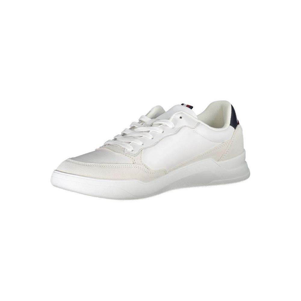 Tommy Hilfiger White Leather Men Sneaker Tommy Hilfiger Light Gray