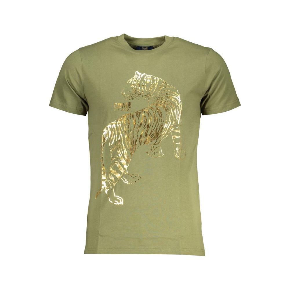 Cavalli Class Green Cotton T-Shirt Cavalli Class Dark Khaki