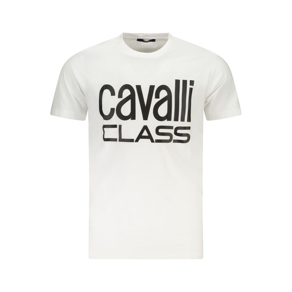 Cavalli Class White Cotton Men T-Shirt Cavalli Class Beige
