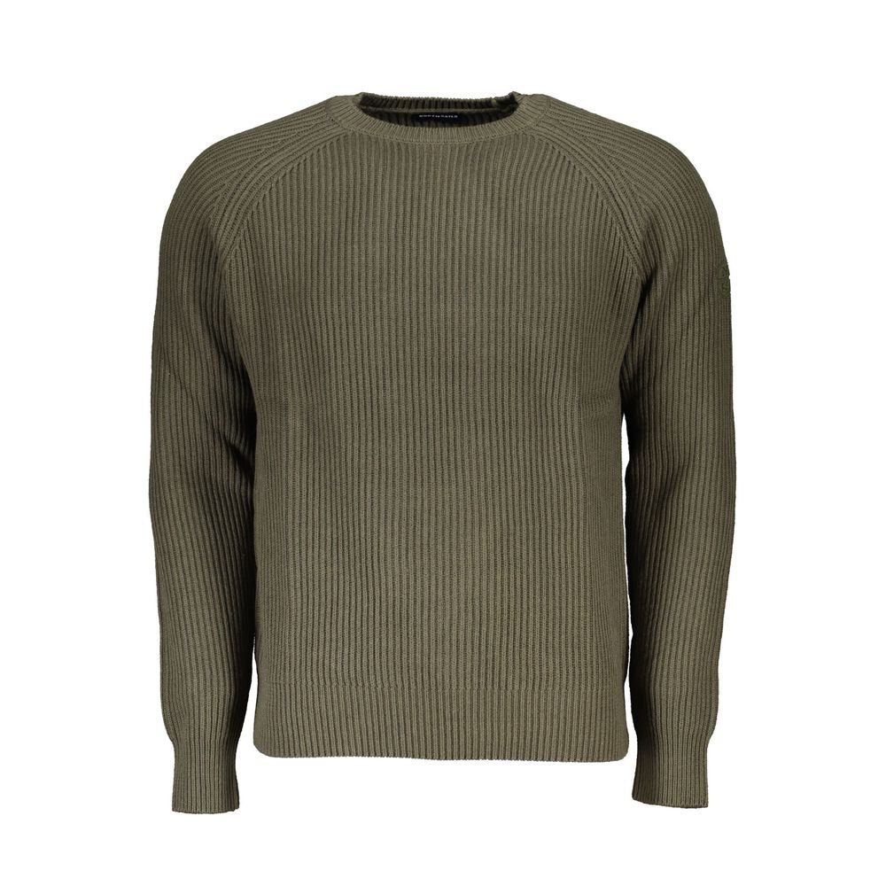 North Sails Green Cotton Men Sweater North Sails Dark Olive Green
