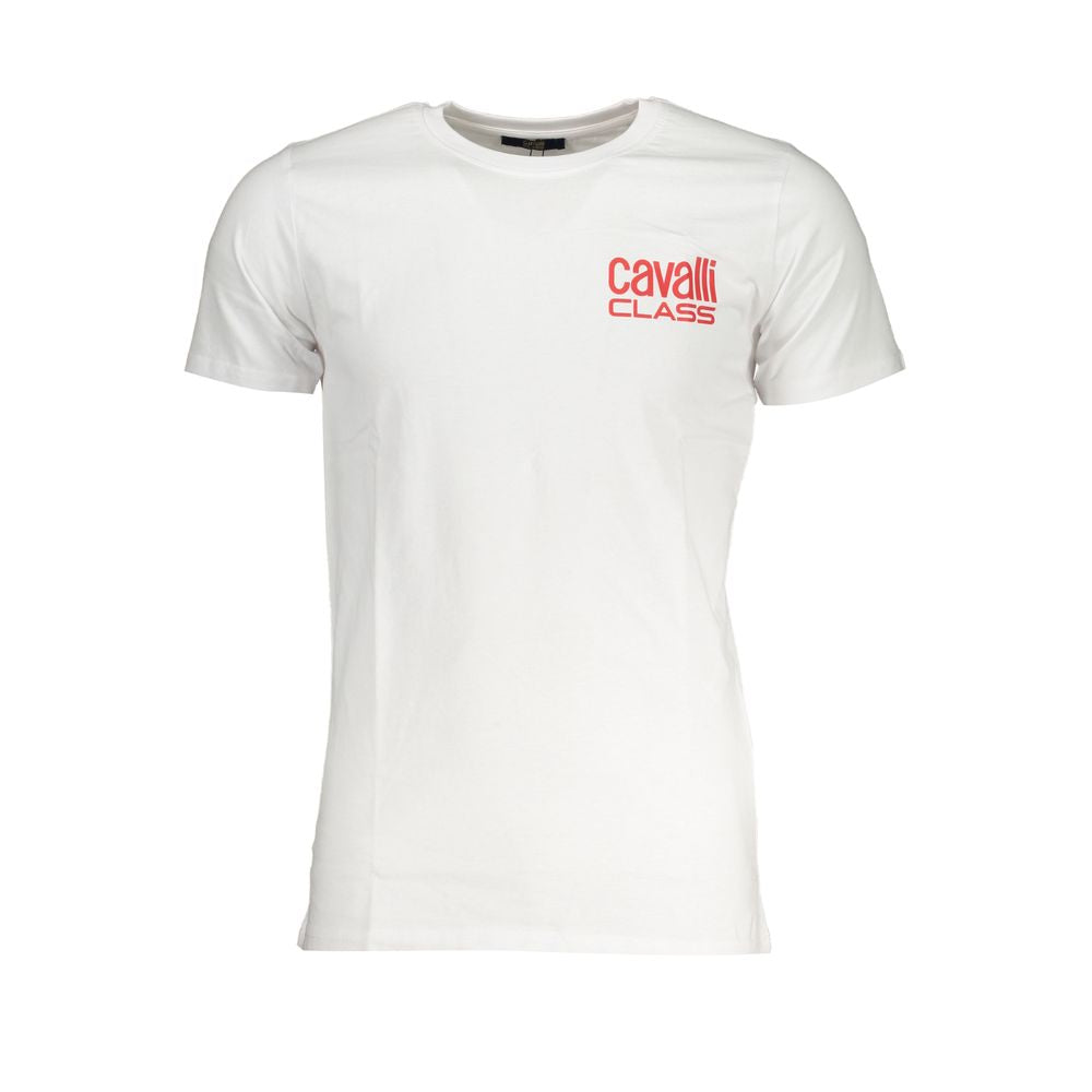 Cavalli Class White Cotton T-Shirt Cavalli Class Beige