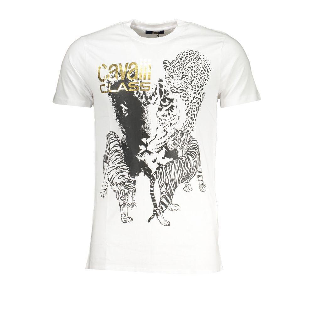 Cavalli Class White Cotton T-Shirt Cavalli Class White Smoke