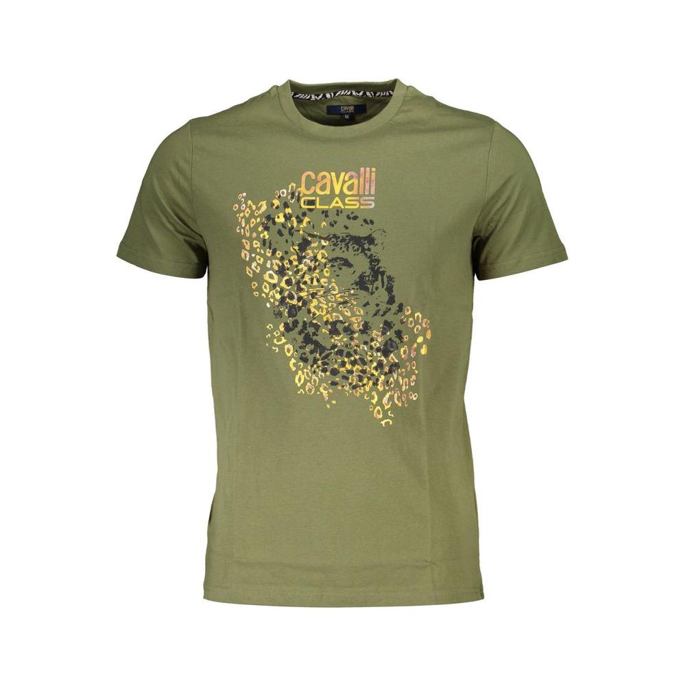 Cavalli Class Green Cotton T-Shirt Cavalli Class Dim Gray