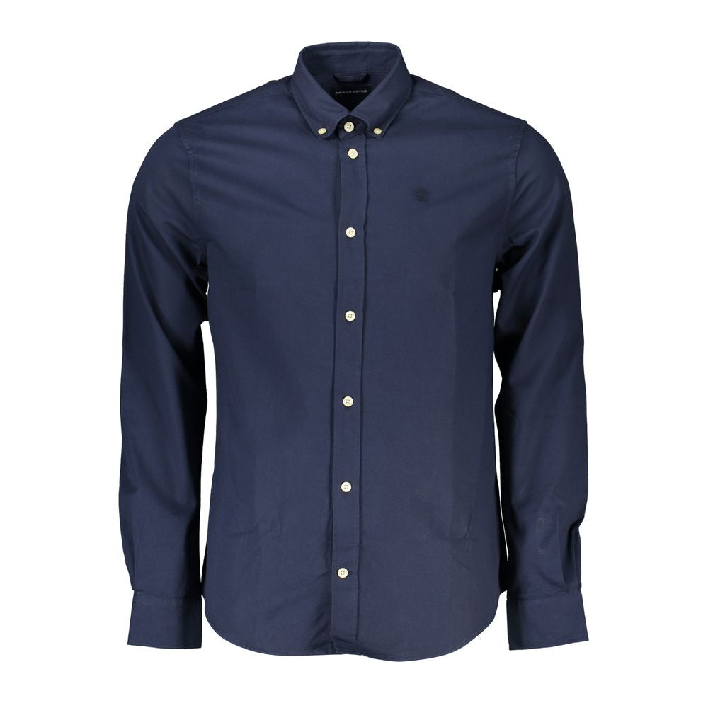 North Sails Blue Cotton Men Shirt North Sails Dark Slate Gray