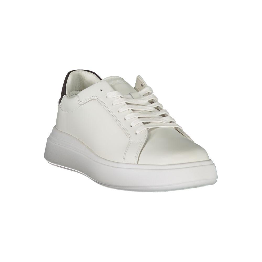 Calvin Klein Sleek White Contrast Lace-Up Sneakers Calvin Klein Light Gray
