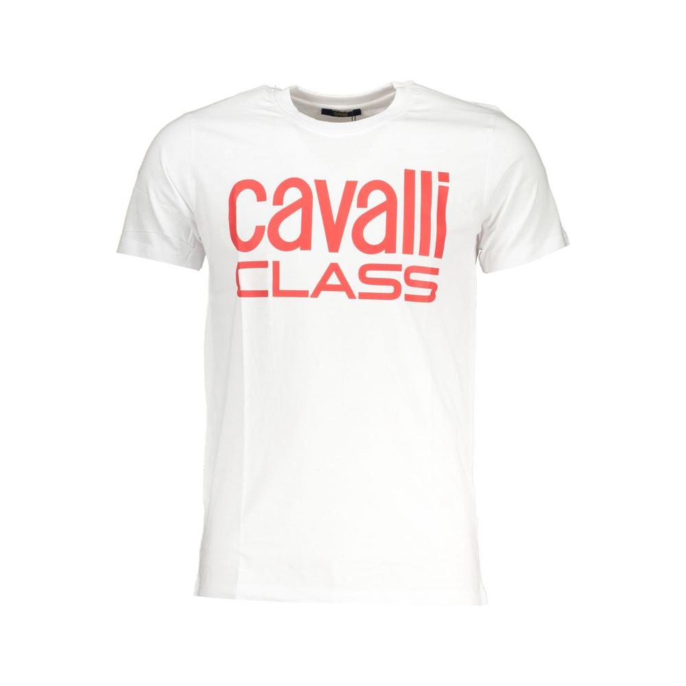 Cavalli Class White Cotton T-Shirt Cavalli Class White Smoke