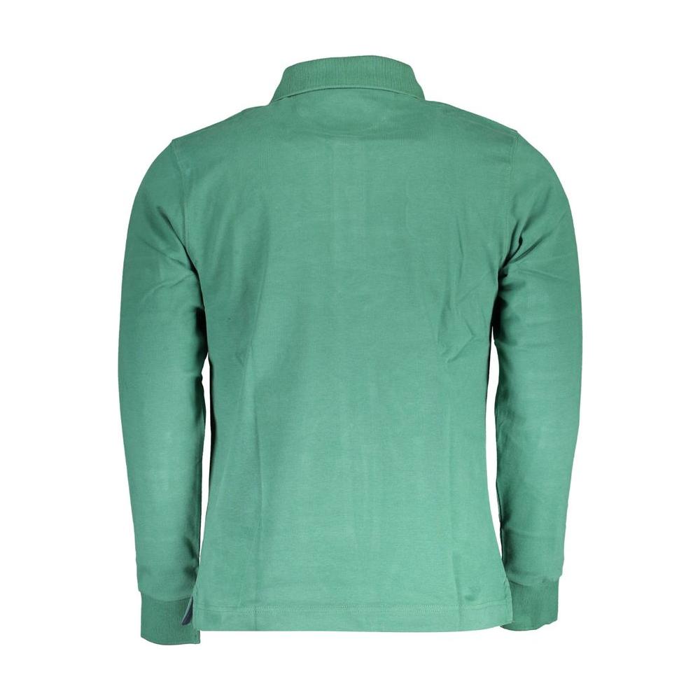 La Martina Green Cotton Men Polo Shirt La Martina Cadet Blue