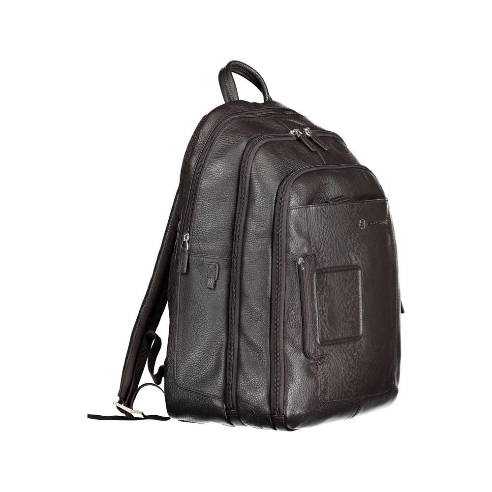 Piquadro Brown Leather Men Backpack Piquadro Dark Slate Gray