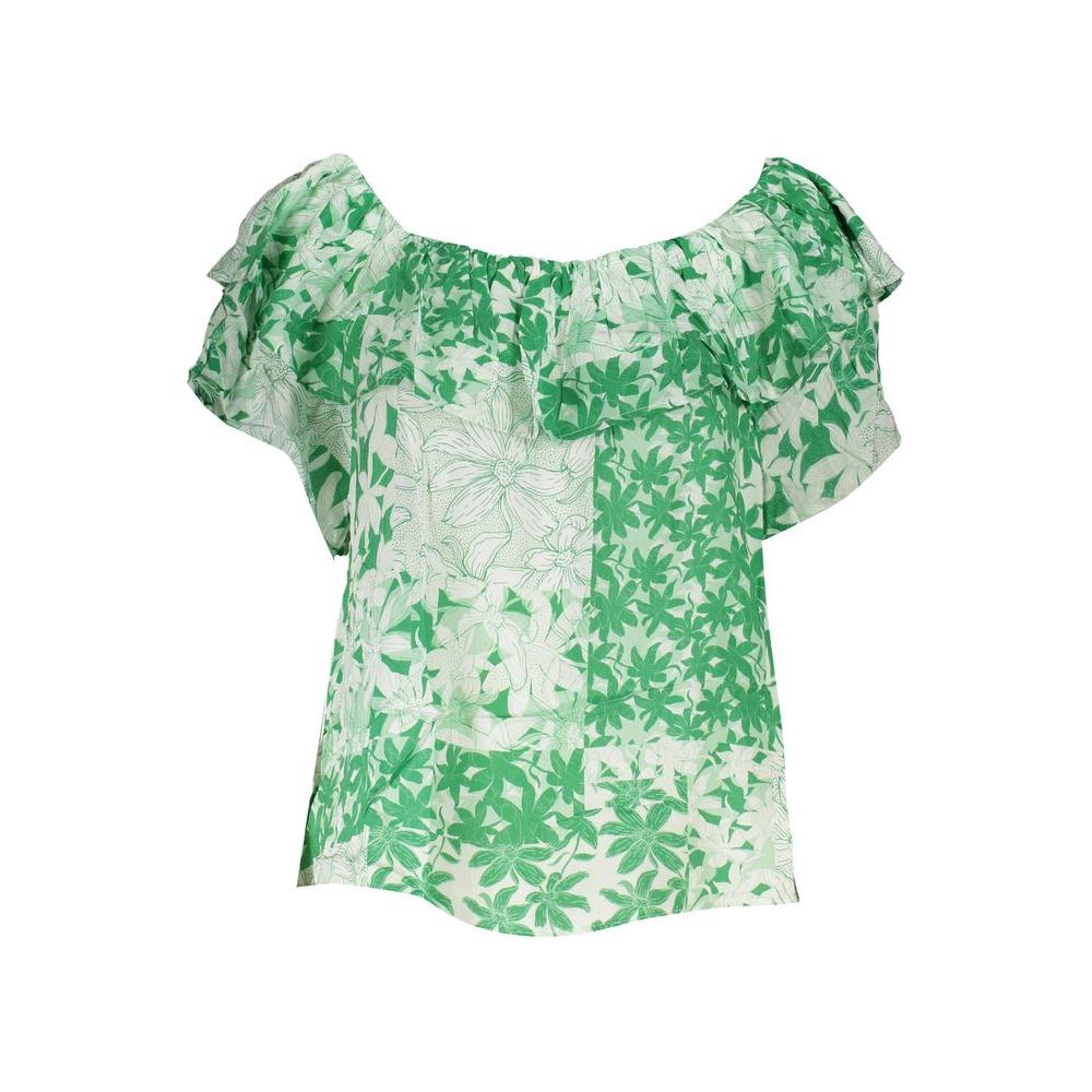 Desigual Green Boho Chic Patterned Tee with Logo Desigual Gray