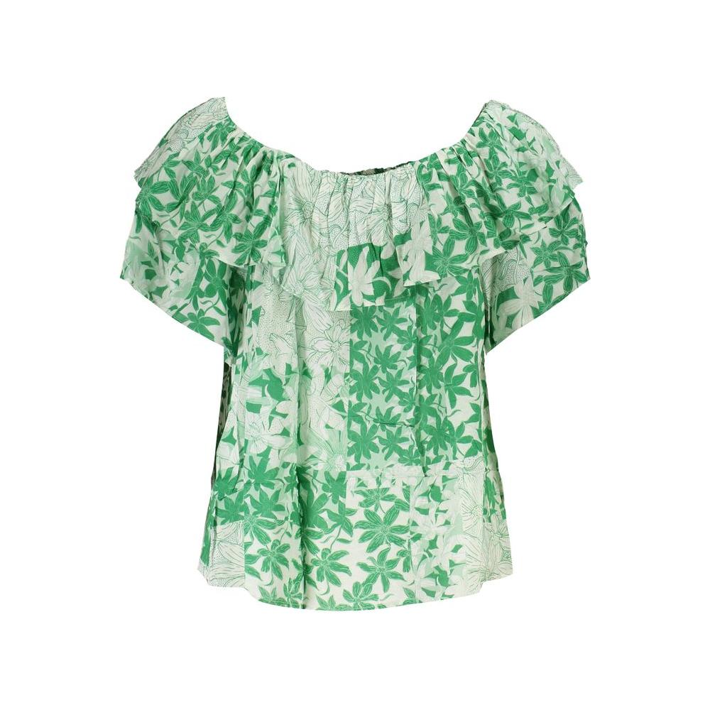 Desigual Green Boho Chic Patterned Tee with Logo Desigual Gray