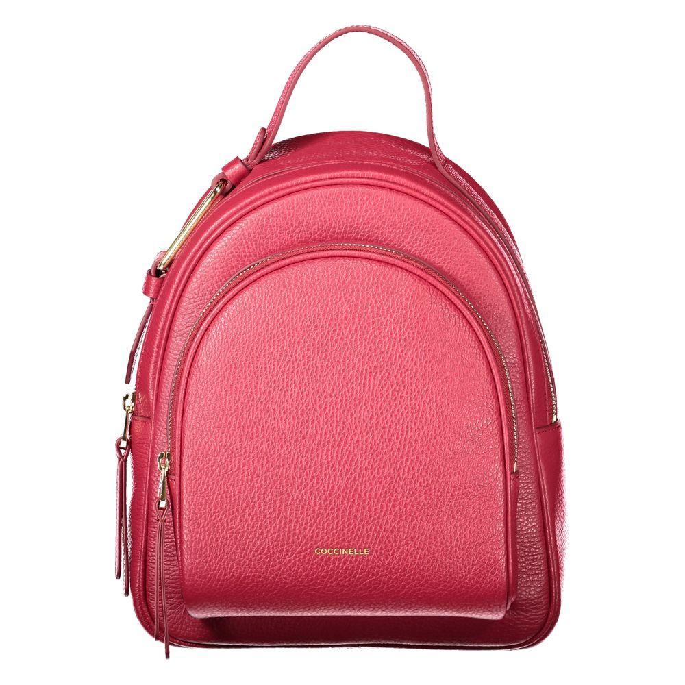 Coccinelle Red Leather Women Backpack Coccinelle Pale Violet Red