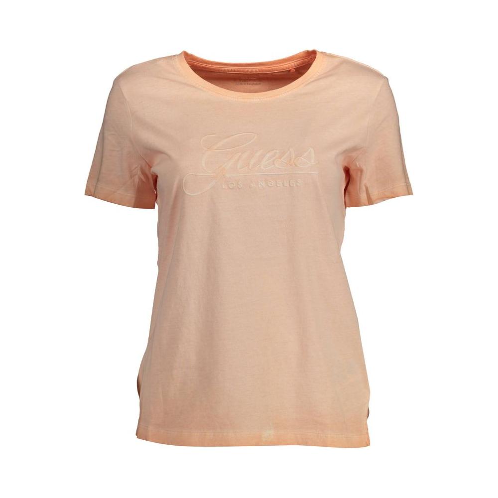 Guess Jeans Pink Cotton Women T-Shirt Guess Jeans Tan