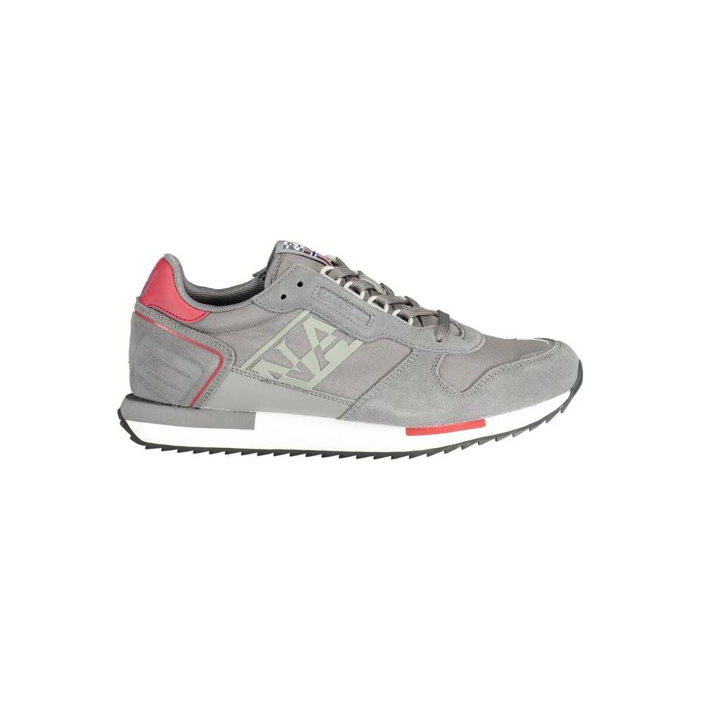 Napapijri Gray Leather Men Sneaker Napapijri Dark Gray
