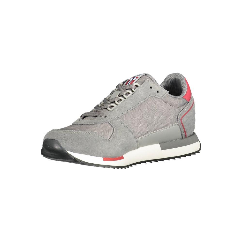 Napapijri Gray Leather Men Sneaker Napapijri Dark Gray