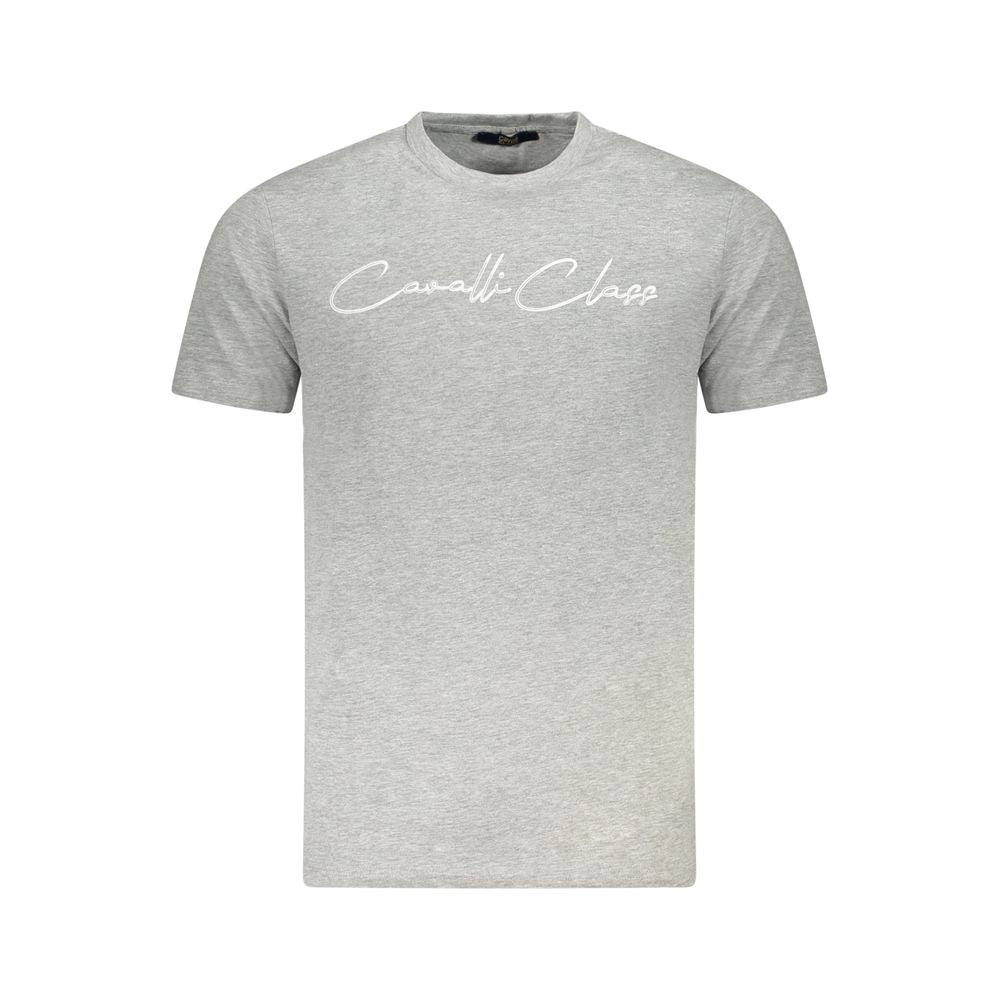 Cavalli Class Gray Cotton Men T-Shirt Cavalli Class Gray