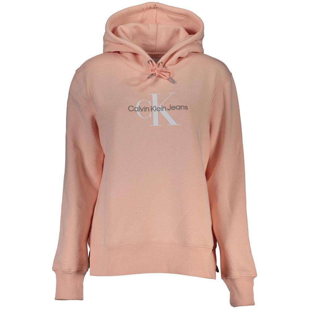 Calvin Klein Chic Pink Fleece Hooded Sweatshirt with Logo Embroidery Calvin Klein Rosy Brown