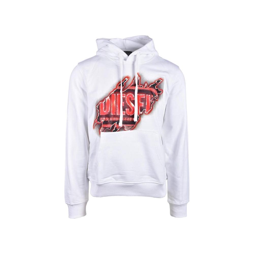 Diesel White Cotton Sweater Diesel Lavender