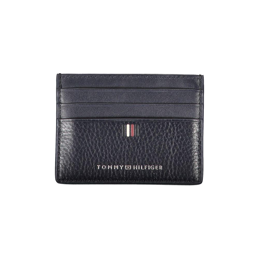 Tommy Hilfiger Sleek Blue Leather Card Holder with Contrast Details Tommy Hilfiger Dark Slate Gray