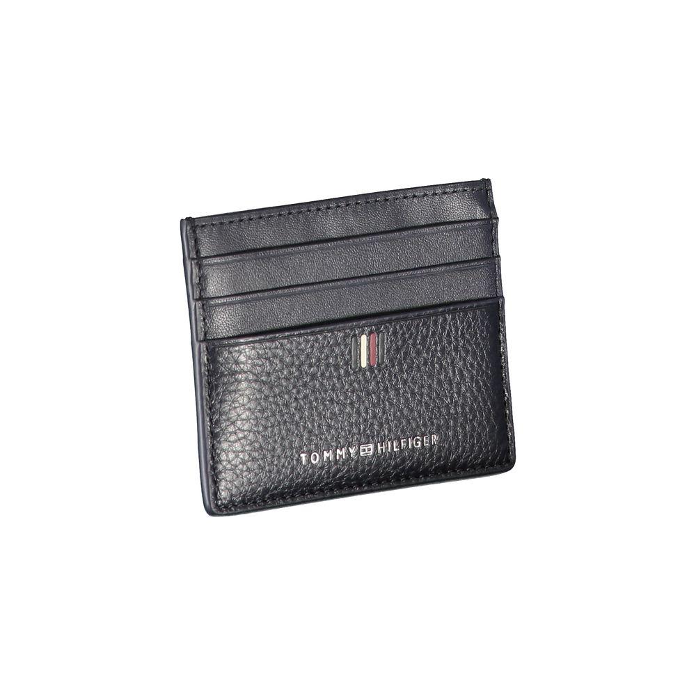 Tommy Hilfiger Sleek Blue Leather Card Holder with Contrast Details Tommy Hilfiger Dark Slate Gray