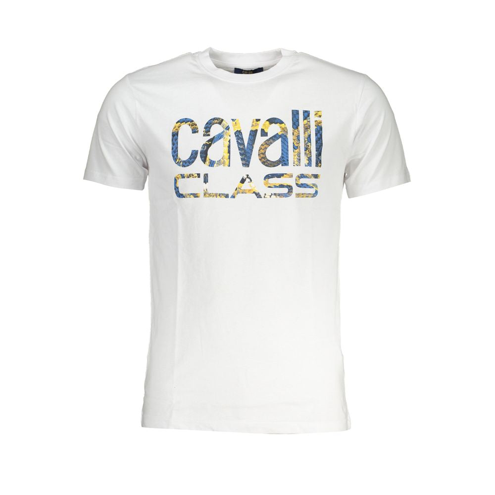 Cavalli Class White Cotton T-Shirt Cavalli Class Beige