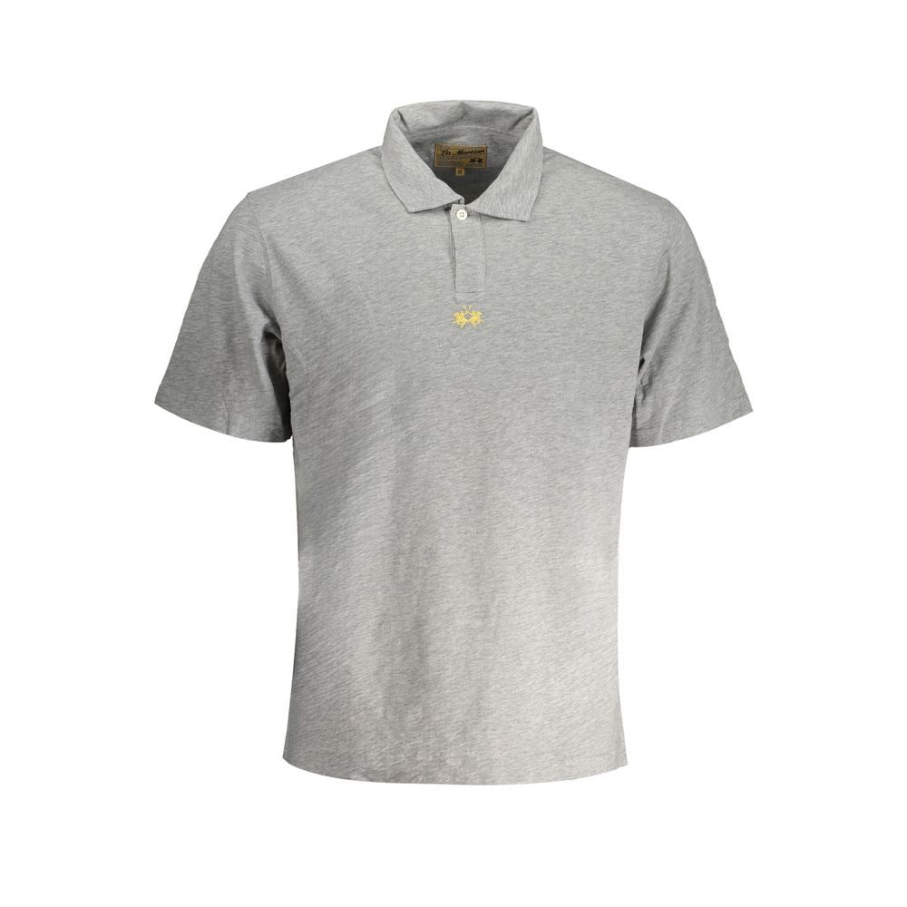 La Martina Gray Cotton Men Polo Shirt La Martina Dark Gray