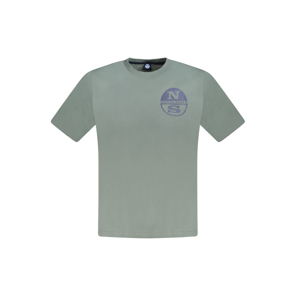 North Sails Green Cotton Men T-Shirt North Sails Light Slate Gray