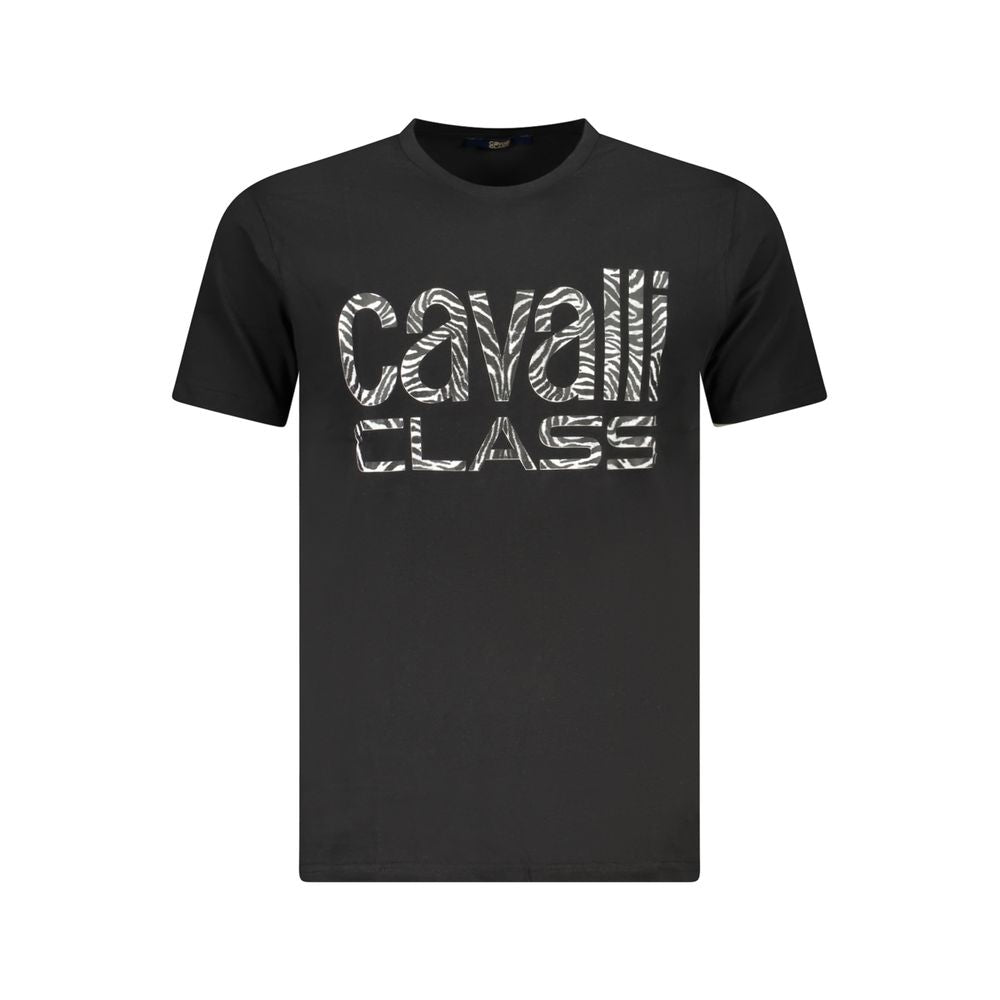 Cavalli Class Black Cotton Men T-Shirt Cavalli Class Dark Slate Gray
