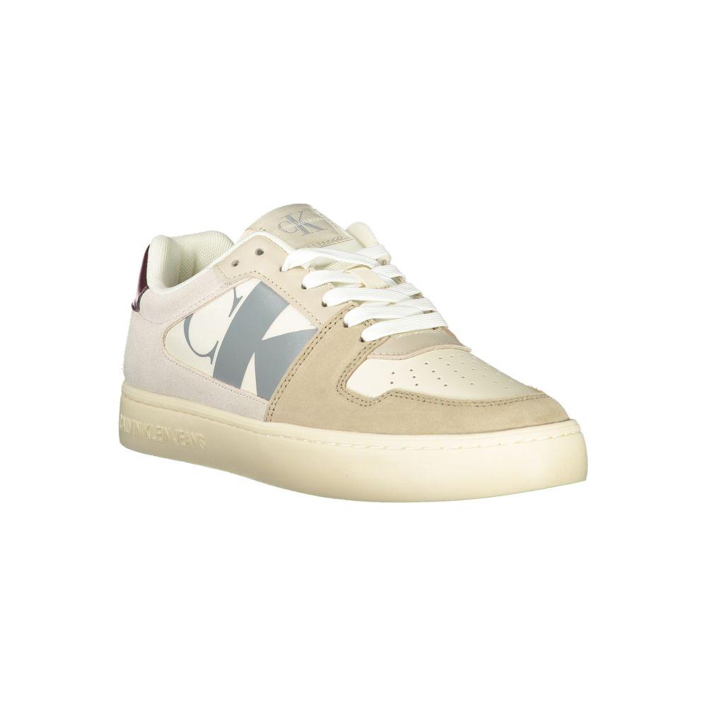 Calvin Klein Beige Polyester Men Sneaker Calvin Klein Light Gray