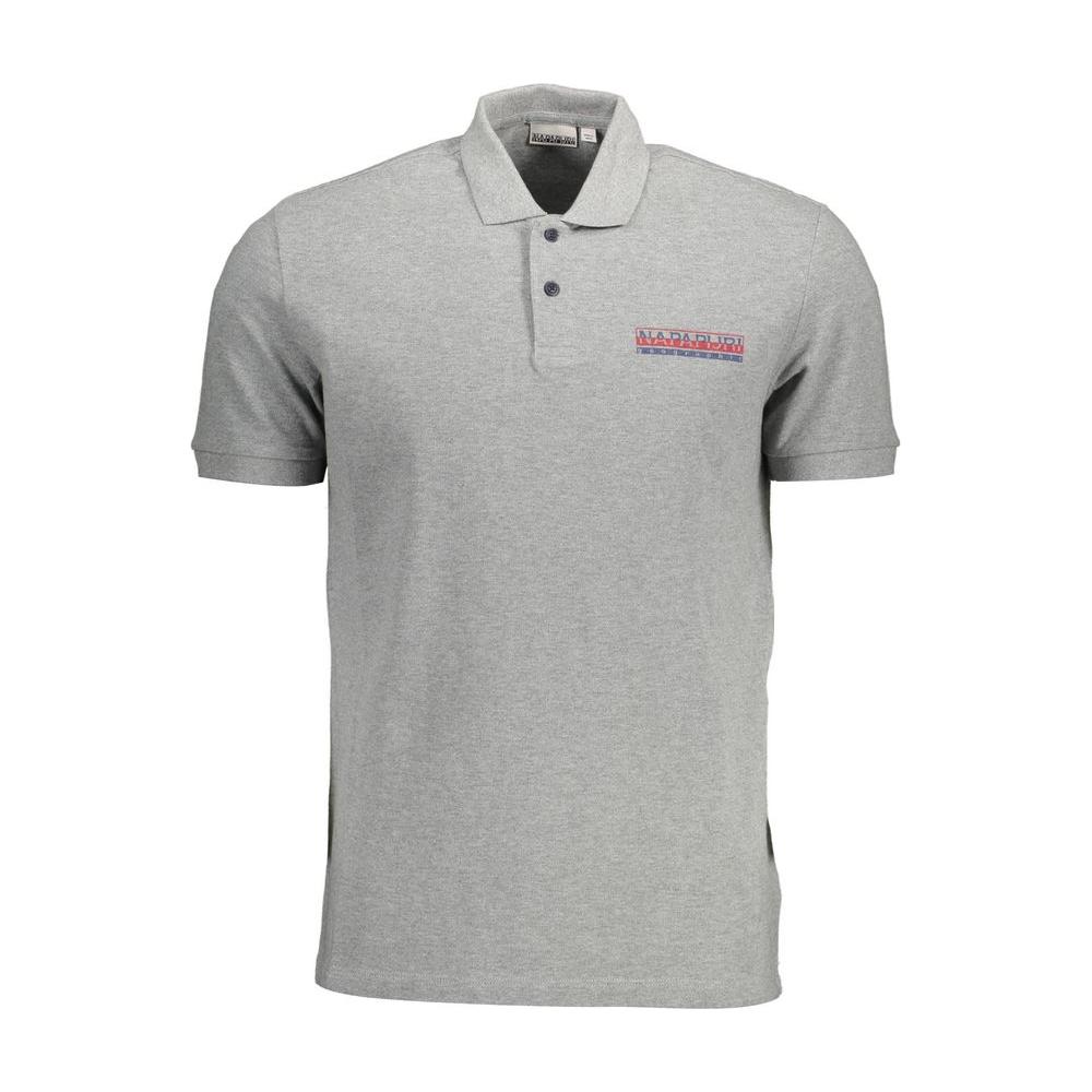 Napapijri Gray Cotton Men Polo Shirt Napapijri Dark Gray
