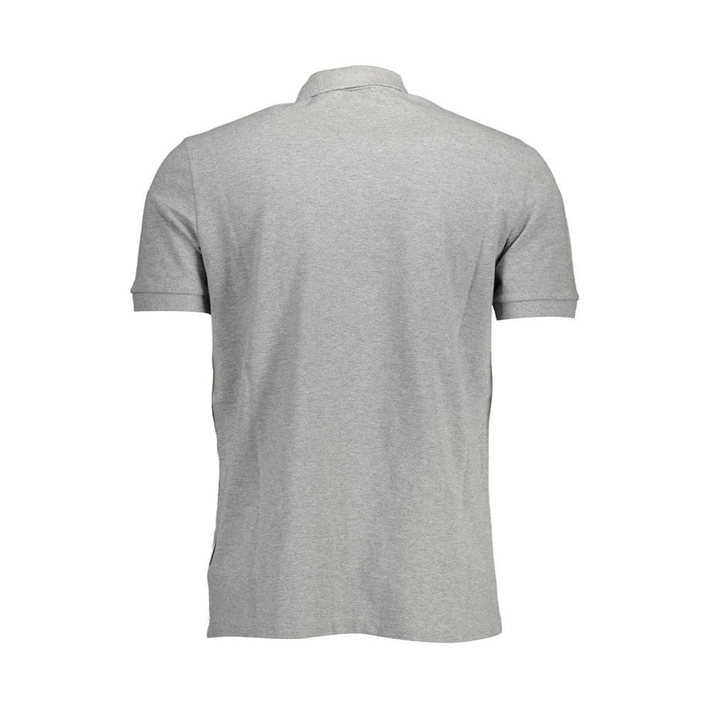 Napapijri Gray Cotton Men Polo Shirt Napapijri Dark Gray