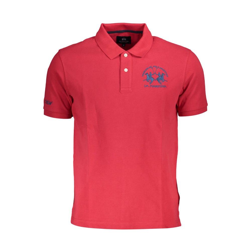 La Martina Red Cotton Men Polo Shirt La Martina Maroon