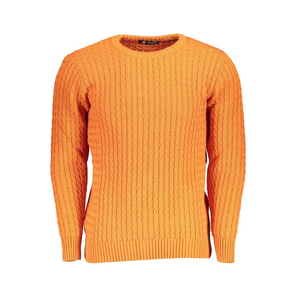 U.S. Grand Polo Elegant Twisted Crew Neck Orange Sweater U.S. Grand Polo Sandy Brown