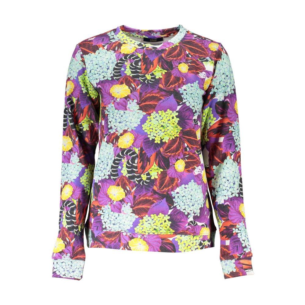 Cavalli Class Elegant Purple Crew Neck Sweater Cavalli Class Dim Gray