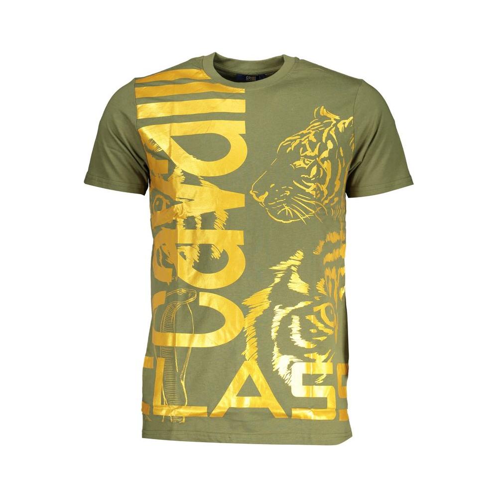 Cavalli Class Green Cotton T-Shirt Cavalli Class Dim Gray