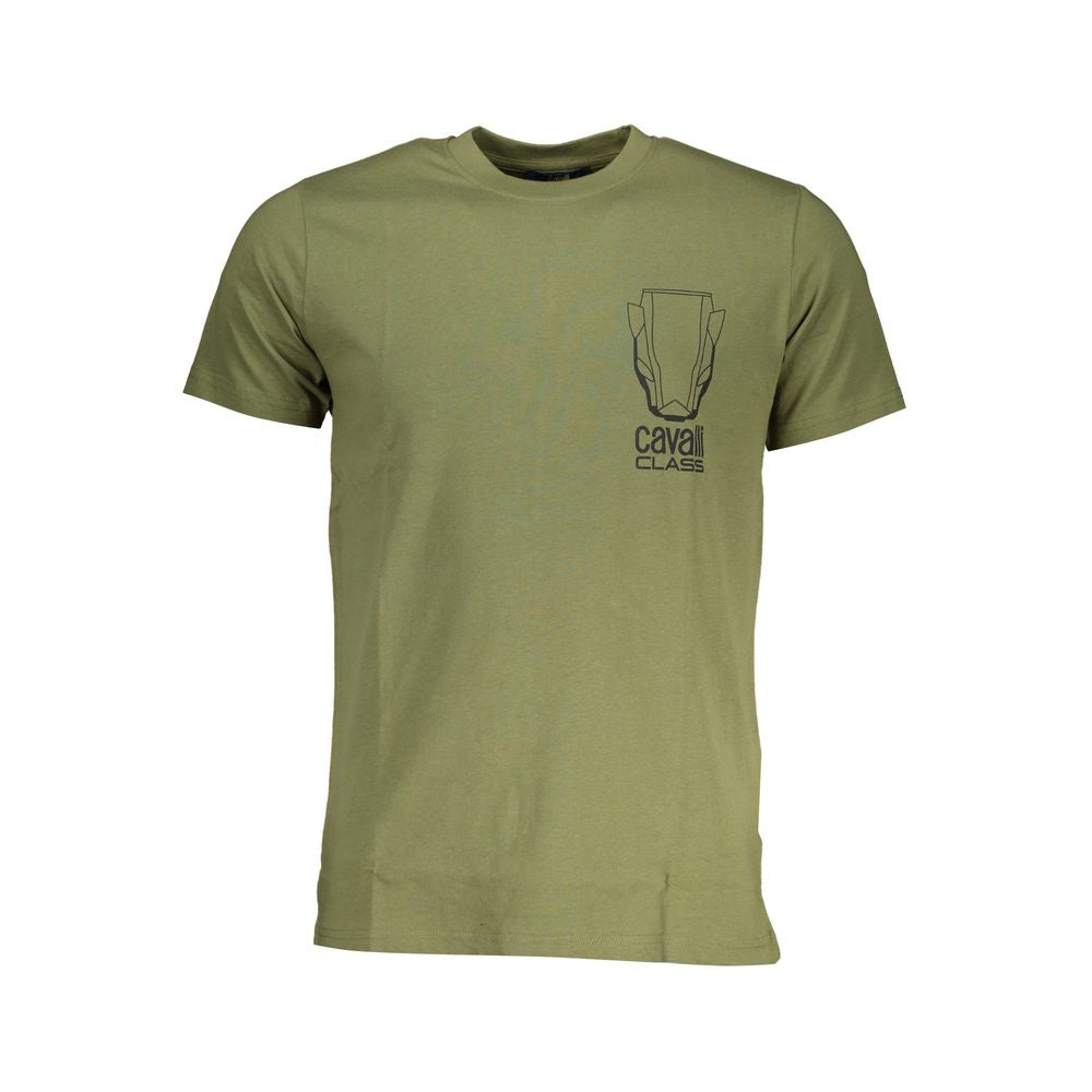 Cavalli Class Green Cotton T-Shirt Cavalli Class Dim Gray